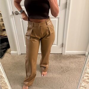 Abercrombie & Fitch Camel Vegan Leather Pants